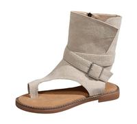 BIBOKAOKE Chaussures plates pour femme - Couleur unie - Chaussures de plage rétro antidérapantes - Chaussures de sport larges en cuir - Imperméables - Semelles souples - Chaussures de marche