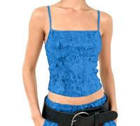 BIBOKAOKE Hauts à paillettes pour femme - Haut scintillant - Pour fête - Club - Bretelles spaghetti - Sans manches - Tunique à paillettes - Débardeur à paillettes - Débardeur de festival - Camisole