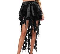 BIBOKAOKE Jupe de danse latine pour femme - Robe à franges sexy - Jupe à lacets - Jolie jupe ondulée - Jupe de danse du ventre - Jupe de danse - Jupe enveloppante, Style #n01 noir, taille unique