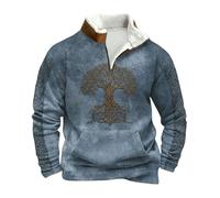 BIBOKAOKE Pullover Homme Avec Mandala Arbre de Vie - T-shirt Long Vintage Style Médiéval Viking | Haut Mystique Avec Symbolique Naturelle Mythologie Nordique, L