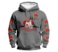 BIBOKAOKE Sweat à capuche doux pour homme - Sweat à capuche - Sweat à capuche - T-shirt à manches longues - Mode de carnaval - Costume de clown amusant - Pour fêtes et événements, Style #w05 gris, S