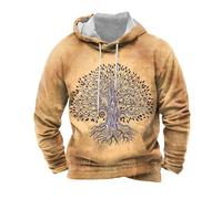 BIBOKAOKE Sweat à capuche spirituel pour homme avec mandala arbre de vie - Sweat à capuche imprimé 3D de style vintage | Haut mystique avec symbole naturel mythologie nordique, kaki, M