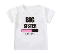 BIBOKAOKE T-shirt d'été pour fille avec imprimé Big Sister Loading - T-shirt léger à manches courtes avec design amusant de barre de progression - T-shirt cool pour les enfants et le quotidien