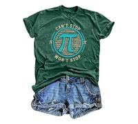 BIBOKAOKE T-shirt pour femme avec motif Pi-Day - T-shirt à manches courtes avec motif arc-en-ciel coloré et imprimé « Happy Pi Day 3.14 » | Haut décontracté pour les fans de mathématiques et les