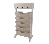 Bibords étagère Mobile Livre de Rangement de Roulement Chariot de Rangement 3 Tiroirs Organisateur Mobile avec Roues Verrouillables pour la Conception Compacte Scolaire avec étagères Ouvertes
