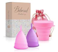 Bibrad - Cup Menstruelle - Comprend 2 coupes menstruelles tailles M et L, une coupe stérilisante et un sac de transport en coton - 100% silicone de qualité médicale, lavable et réutilisable (M-L)