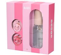 BIBS Gift Set Baby Sprinkle, avec biberon BIBS 150 ml et sucettes Colour (lot de 2), sucette sans BPA, tétine ronde. En latex de caoutchouc naturel, fabriqué au Danemark, taille 1 (0-6 mois), Blush