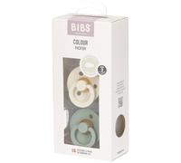 BIBS Sucettes Colour – Lot 2 – Latex symétrique, Sans BPA – Taille 2 Ivory / Sage