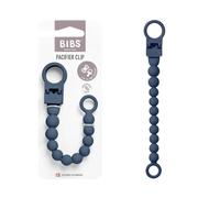 BIBS Attache-tétine à perles, Steel Blue | Attache-tétine | Compatible avec toutes les tétines BIBS | Fixation sûre à une main | Évite les tétines qui tombent