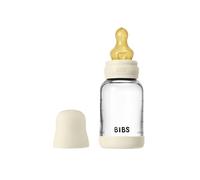 BIBS Baby Glass Bottle. 120ml Biberon en verre. Anti-colique. Embout rond en latex de caoutchouc naturel. Favorise l’allaitement naturel, 120ml, Complete Set - Ivory