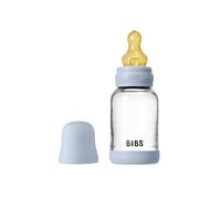 BIBS Baby Glass Bottle. 120ml Biberon en verre. Anti-colique. Embout rond en latex de caoutchouc naturel. Favorise l’allaitement naturel, 120ml, Complete Set - Baby Blue