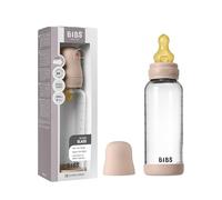 BIBS Baby Glass Bottle. 240ml Biberon en verre. Anti-colique. Embout rond en latex de caoutchouc naturel. Favorise l’allaitement naturel, 240ml, Complete Set - Blush