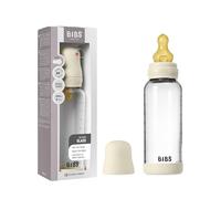 BIBS Baby Glass Bottle. 240ml Biberon en verre. Anti-colique. Embout rond en latex de caoutchouc naturel. Favorise l’allaitement naturel, 240ml, Complete Set - Ivory