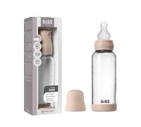 BIBS Baby Glass Bottle. 240ml Biberon en verre. Anti-colique. Embout rond en Silicone. Favorise l’allaitement naturel, 240ml, Complete Set - Blush
