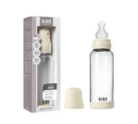 BIBS Baby Glass Bottle. 240ml Biberon en verre. Anti-colique. Embout rond en Silicone. Favorise l’allaitement naturel, 240ml, Complete Set - Ivory