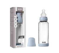 BIBS Baby Glass Bottle. 240ml Biberon en verre. Anti-colique. Embout rond en Silicone. Favorise l’allaitement naturel, 240ml, Complete Set - Baby Blue