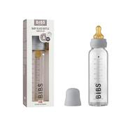 BIBS Baby Glass Bottle. Anti-colique. Embout rond en latex de caoutchouc naturel. Favorise l’allaitement naturel, 225 ml, Cloud