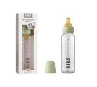 BIBS Baby Glass Bottle. Anti-colique. Embout rond en latex de caoutchouc naturel. Favorise l’allaitement naturel (Vert, Complete Set - 225 ml)