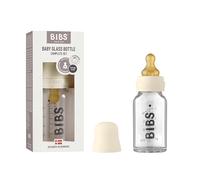 BIBS Baby Glass Bottle. Anti-colique. Embout rond en latex de caoutchouc naturel. Favorise l’allaitement naturel, Complete Set - 110 ml, Ivory