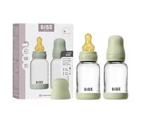 BIBS Baby Glass Bottle. Lot de 2. Anti-colique. Embout rond en latex de caoutchouc naturel. Favorise l’allaitement naturel, Complete Set - 120 ml (Pack of 2), Sage