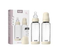 BIBS Baby Glass Bottle. Lot de 2. Anti-colique. Embout rond en Silicone. Favorise l’allaitement naturel, Complete Set - 240 ml (Pack of 2), Ivory