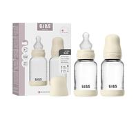 BIBS Baby Glass Bottle. Lot de 2. Anti-colique. Embout rond en Silicone. Favorise l’allaitement naturel, Complete Set - 120 ml (Pack of 2), Ivory