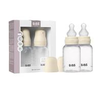 Ensemble de 2 biberons BIBS d’une capacité de 150 ml avec tétine en silicone - fonction anti-colique, sans bisphénol A, tétine ronde, débit lent, convient aux nouveau-nés - Ivory