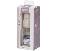 BIBS Baby Glass Bottle. 120ml Biberon en verre. Anti-colique. Embout rond en latex de caoutchouc naturel. Favorise l’allaitement naturel, 120ml, Complete Set - Ivory