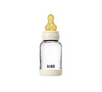 BIBS Biberon en verre 120 ml – Anti-colique – Tétine ronde latex naturel – Set complet Ivory