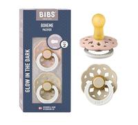 BIBS Sucette Bohème Glow – Latex rond – Taille 2 (6+ mois) – Blush/Vanilla 2 pièces