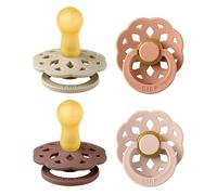 BIBS Boheme Lot de 4 tétines. Sans bisphénol A, Téterelle ronde. Latex de caoutchouc naturel, Fabriqué au Danemark. 6-18 mois (lot de 4), Vanilla Mix