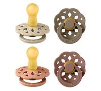 BIBS Boheme Lot de 4 tétines. Sans bisphénol A, Téterelle ronde. Latex de caoutchouc naturel, Fabriqué au Danemark. 6-18 mois (lot de 4), Peach Mix