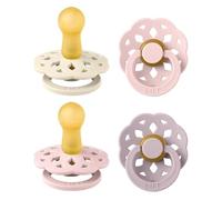 BIBS Boheme Lot de 4 tétines. Sans bisphénol A, Téterelle ronde. Latex de caoutchouc naturel, Fabriqué au Danemark. 6-18 mois (lot de 4), Blossom Mix