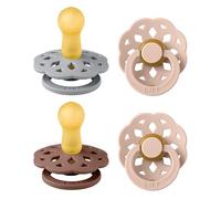 BIBS Boheme Lot de 4 tétines. Sans bisphénol A, Téterelle ronde. Latex de caoutchouc naturel, Fabriqué au Danemark. 6-18 mois (lot de 4), Woodchuck Mix