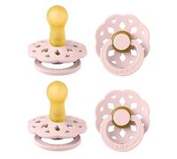 BIBS Boheme Lot de 4 tétines. Téterelle Ronde en Latex Naturel, Sans Bisphénol A, Fabriqué au Danemark, Taille 2 (6-18 mois), Blossom