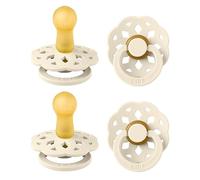 BIBS Boheme Lot de 4 tétines. Téterelle Ronde en Latex Naturel, Sans Bisphénol A, Fabriqué au Danemark, Taille 2 (6-18 mois), Ivory