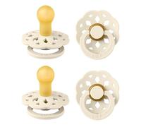 BIBS Boheme Lot de 4 tétines. Téterelle Ronde en Latex Naturel, Sans Bisphénol A, Fabriqué au Danemark, Taille 1 (0-6 mois), Ivory