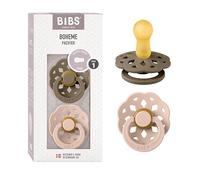 BIBS Boheme Tétine, 0-6 mois, lot de 2, téterelle ronde, Dark Oak/Blush