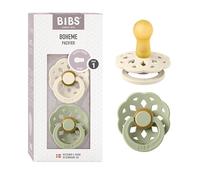 BIBS Tétines Boheme Lot de 2 Taille 1 (0-6 mois) Latex naturel Sans bisphénol A Ivory/Sage