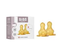 BIBS Bottle Nipple 2-Pack. Anti-colique. Tétines supplémentaires pour Baby Glass Bottle. Embout rond en latex de caoutchouc naturel. Tétine BIBS Colour, Fast Flow, Bottle Nipples 2-Pack