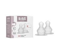 BIBS Bottle Nipple 2-Pack. Anti-colique. Tétines supplémentaires pour Baby Glass Bottle. Embout rond en Silikon. Tétine BIBS Colour, Slow Flow, Bottle Nipples 2-Pack