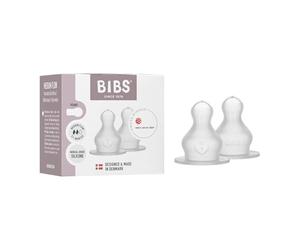 BIBS Bottle Nipple 2-Pack. Anti-colique. Tétines supplémentaires pour Baby Glass Bottle. Embout rond en Silikon. Tétine BIBS Colour, Medium Flow, Bottle Nipples 2-Pack