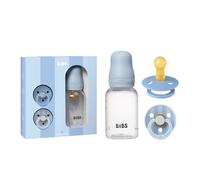 BIBS Gift Set Baby Sprinkle, avec biberon BIBS 150 ml et sucettes Colour (lot de 2), sucette sans BPA, tétine ronde. En latex de caoutchouc naturel, fabriqué au Danemark, taille 1 (0-6 mois),Baby Blue