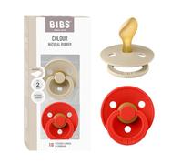 BIBS Colour Anatomical, Lot de 2 sucettes, sans bisphénol A, Téterelle anatomique. Latex de caoutchouc naturel, Fabriqué au Danemark, Taille 2 (6-18 mois), Vanilla/Candy Apple