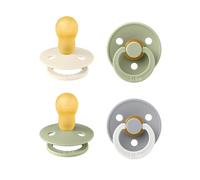 BIBS Colour GLOW Tétine, 18-48 mois, lot de 4, téterelle ronde, Sage Mix