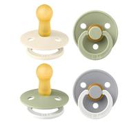 BIBS Colour GLOW Tétine, 6-18 mois, lot de 4, téterelle ronde, Sage Mix