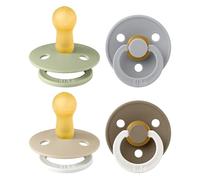 BIBS Colour GLOW Tétine, 6-18 mois, lot de 4, téterelle ronde, Vanilla Mix