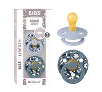 BIBS® Sucettes Liberty Colour Bobo Tétine ronde Dusty blue/ Petrol Latex taille 1, 2 pcs.