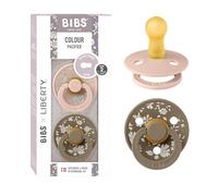 BIBS Colour Liberty Tétine. Lot de 2 sucettes. téterelle ronde en latex naturel, sans bisphénol A, Fabriqué au Danemark, Taille 2 (6-18 mois), Capel Blush