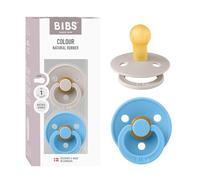BIBS Colour Pacifier Lot de 2 tétines rondes sans BPA en latex de caoutchouc naturel, fabriquées au Danemark, taille 1 (0 à 6 mois), champignon/brise
